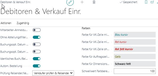 Debitoren & Verkauf Einrichtung