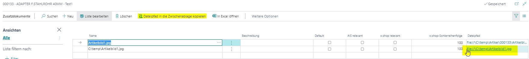 Pfad in die Zwischenablage kopieren