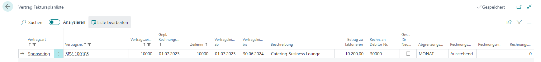 Sponsoring Contract Lines